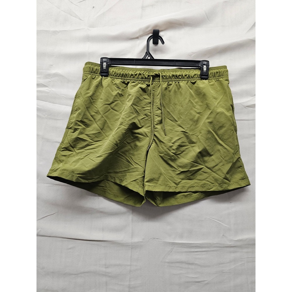 Goodfellow & Co Mens Solid Swim Trunks Green Nylon Casual Size Large